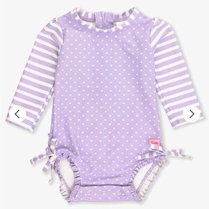 Ruffle Butts Lavender Hearts Rash Guard